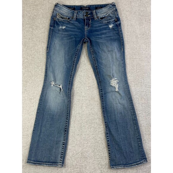 Vigoss Jeans The Chelsea Boot Cut Women's Size 7/8 Stretch Distressed Blue Denim - Picture 1 of 15